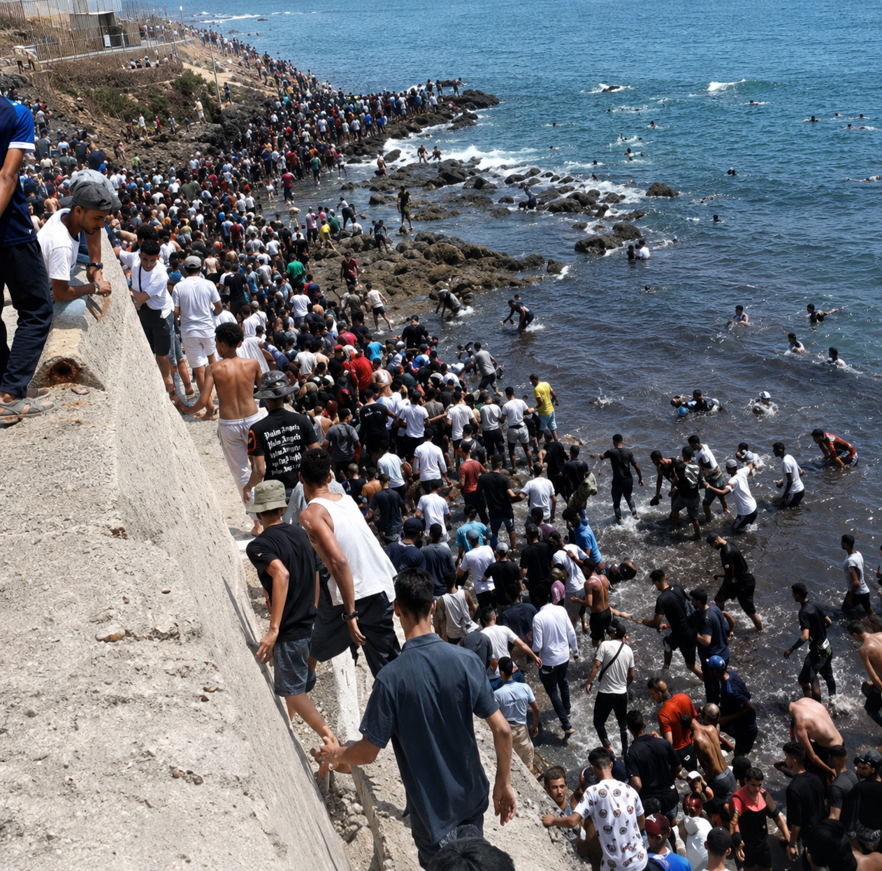 Tisíce migrantov sa pokúsili prekonať hranicu španielskej enklávy Ceuta
